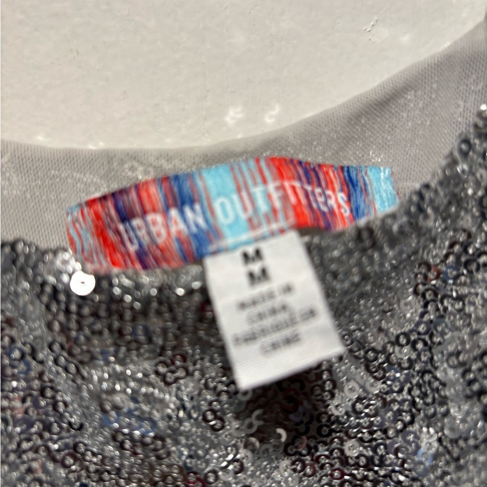 NWT Urban Outfitters Greta Silver Sequin Slip Mini Dress - Picture 6 of 10